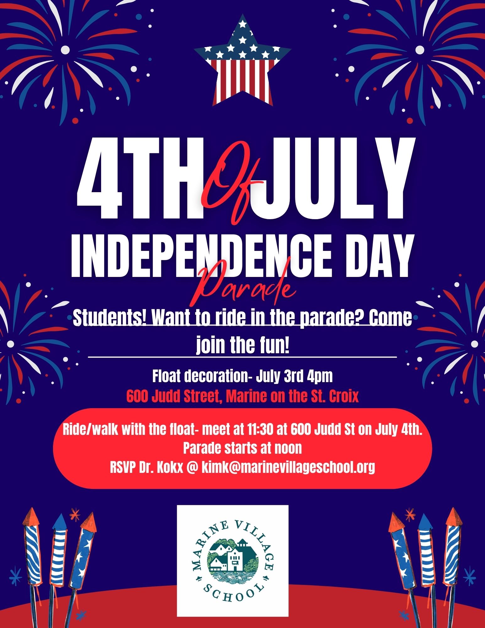 4th of July Float Decorating and Parade - Marine Village School